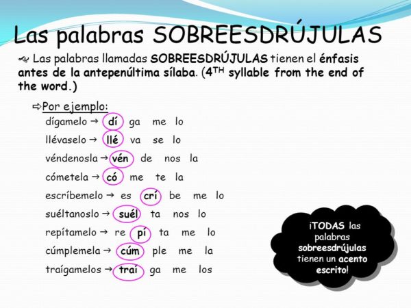 Acento Palabras ESDRÚJULAS Y SOBREESDRÚJULAS con Ejemplos ParaNiños org