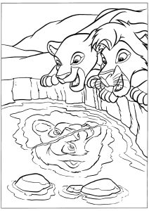 Dibujo de El Rey León: Simba y Nala para colorear — gratis en PDF