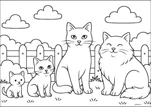Dibujo de gatos para colorear — gratis en PDF