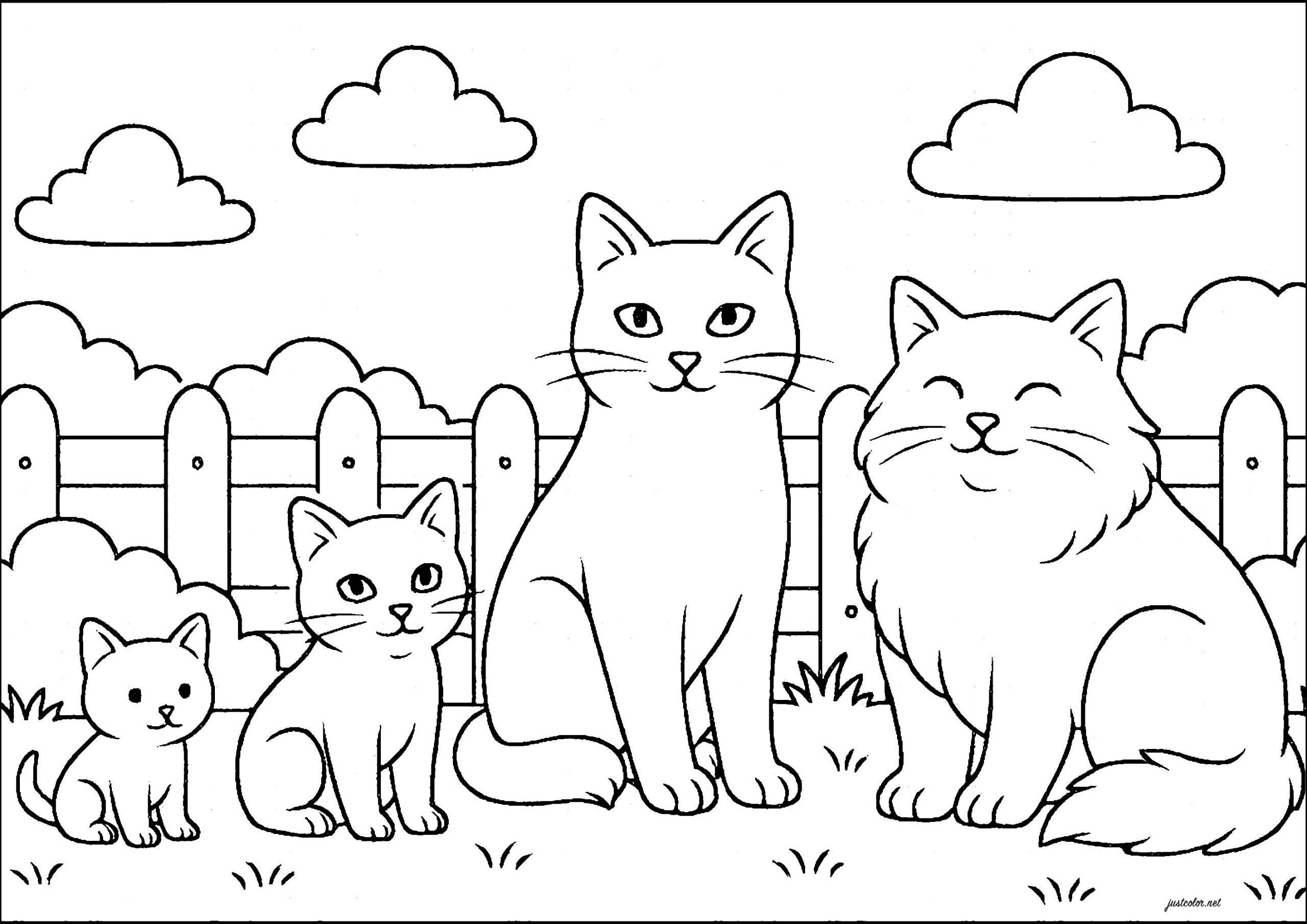 Dibujo de gatos para colorear — gratis en PDF