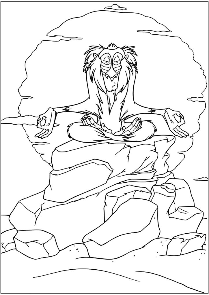Dibujo de Rafiki meditando para colorear — gratis en PDF