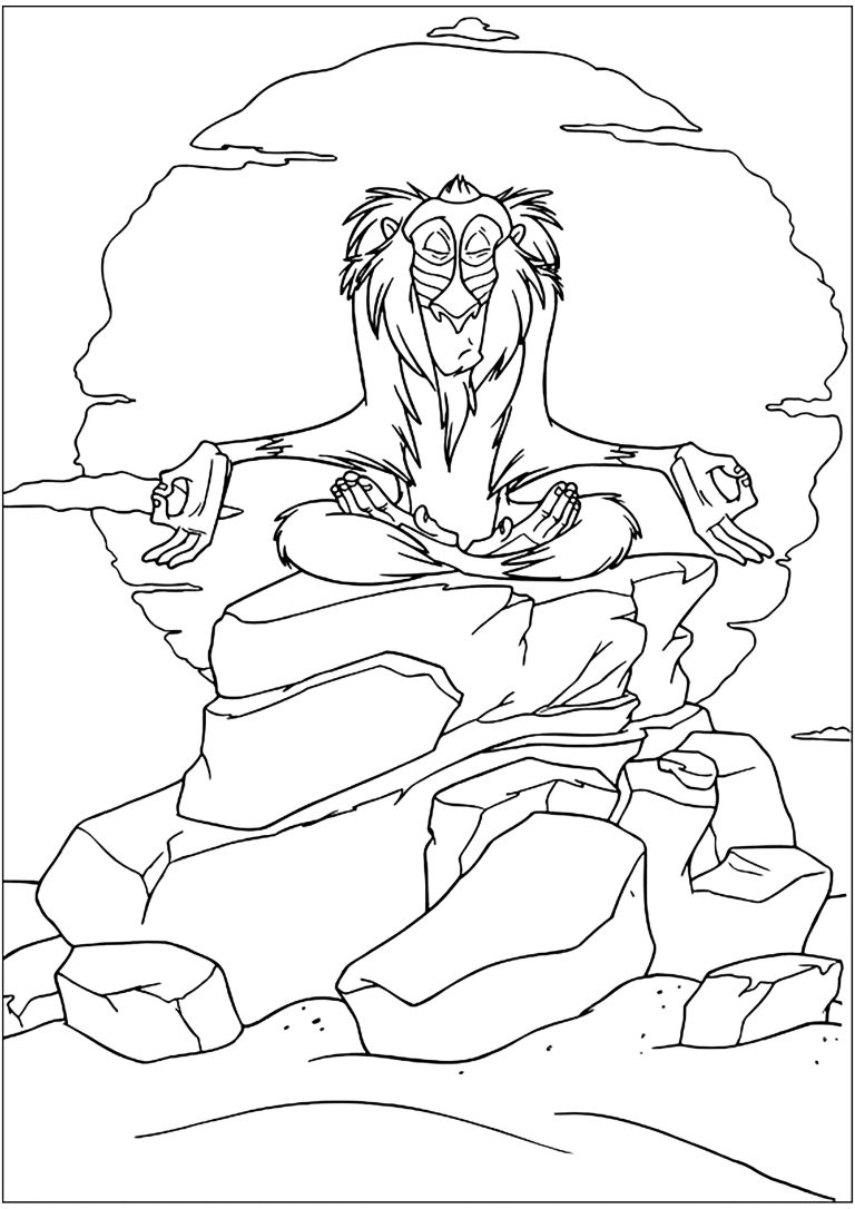 Dibujo de Rafiki meditando para colorear — gratis en PDF