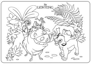 Dibujo de Simba, Timón y Pumba para colorear — gratis en PDF