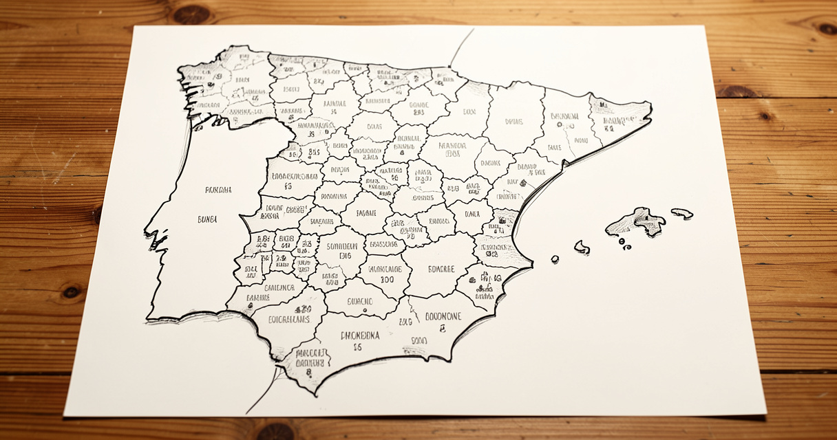 Mapa político de España con todas las provincias y comunidades autónomas señaladas