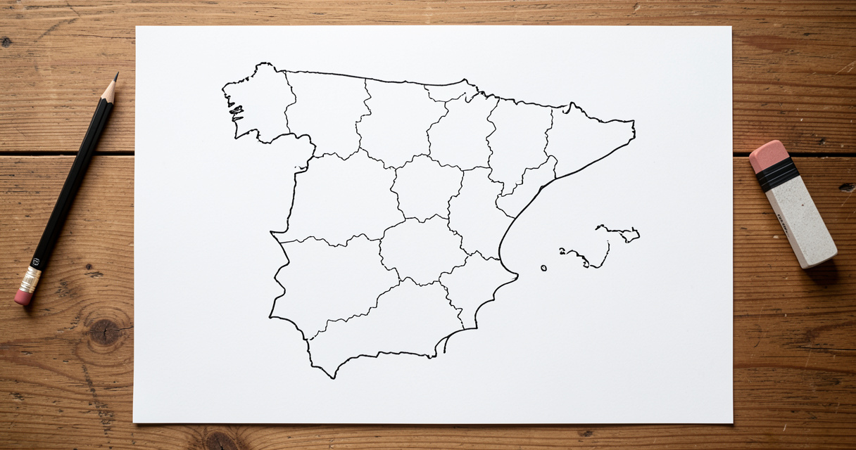 Mapa mudo de provincias de España en blanco y negro para imprimir en casa