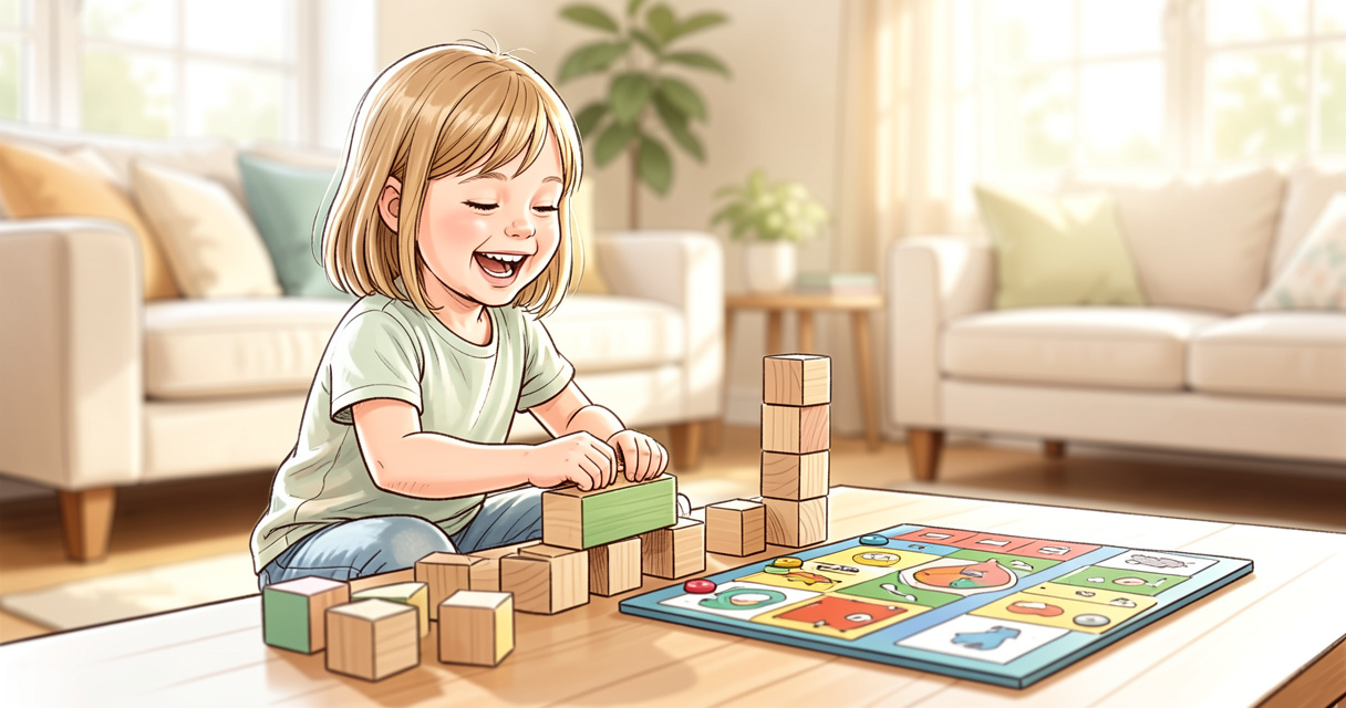 Juguetes para niñas de 6 años: niña con bloques de construcción y juego de mesa