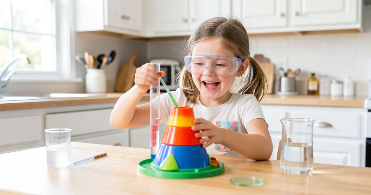 Juguetes para niñas de 6 años: niña haciendo un experimento científico