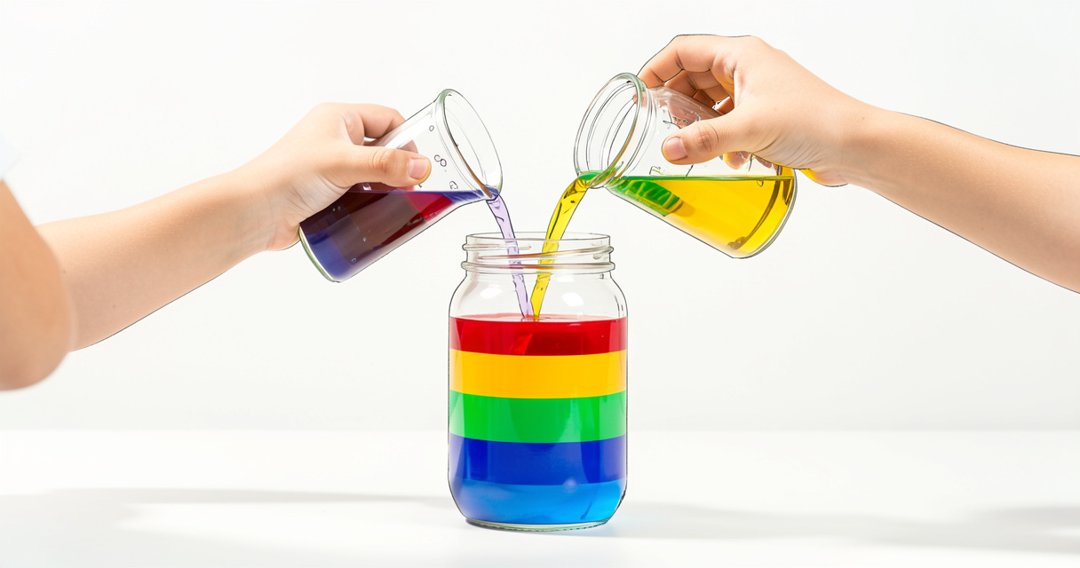 Capas de líquidos de colores: experimento de densidad para niños de 10 a 12